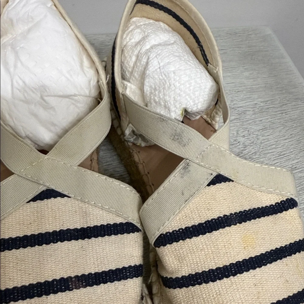 Saint James Women’s Navy and Cream Stripes Espadrilles Size 40